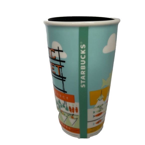 2016 Starbucks Pike Place Public Market Seattle Ceramic Tumbler Travel Cup 12 oz - Picture 4 of 7